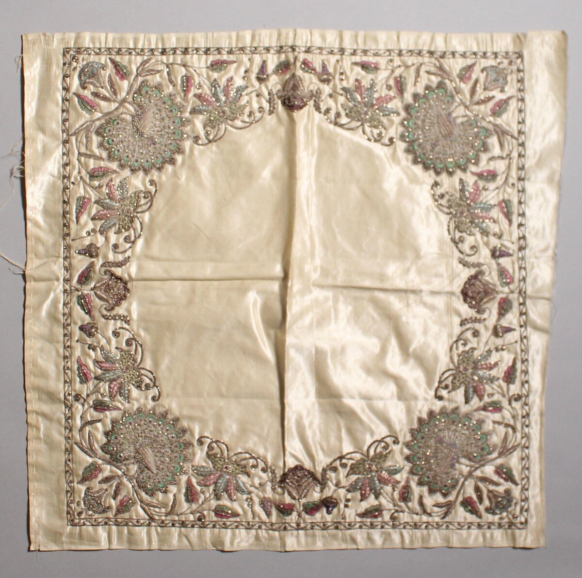 Hand-Embroidered Silk Decorative Panel