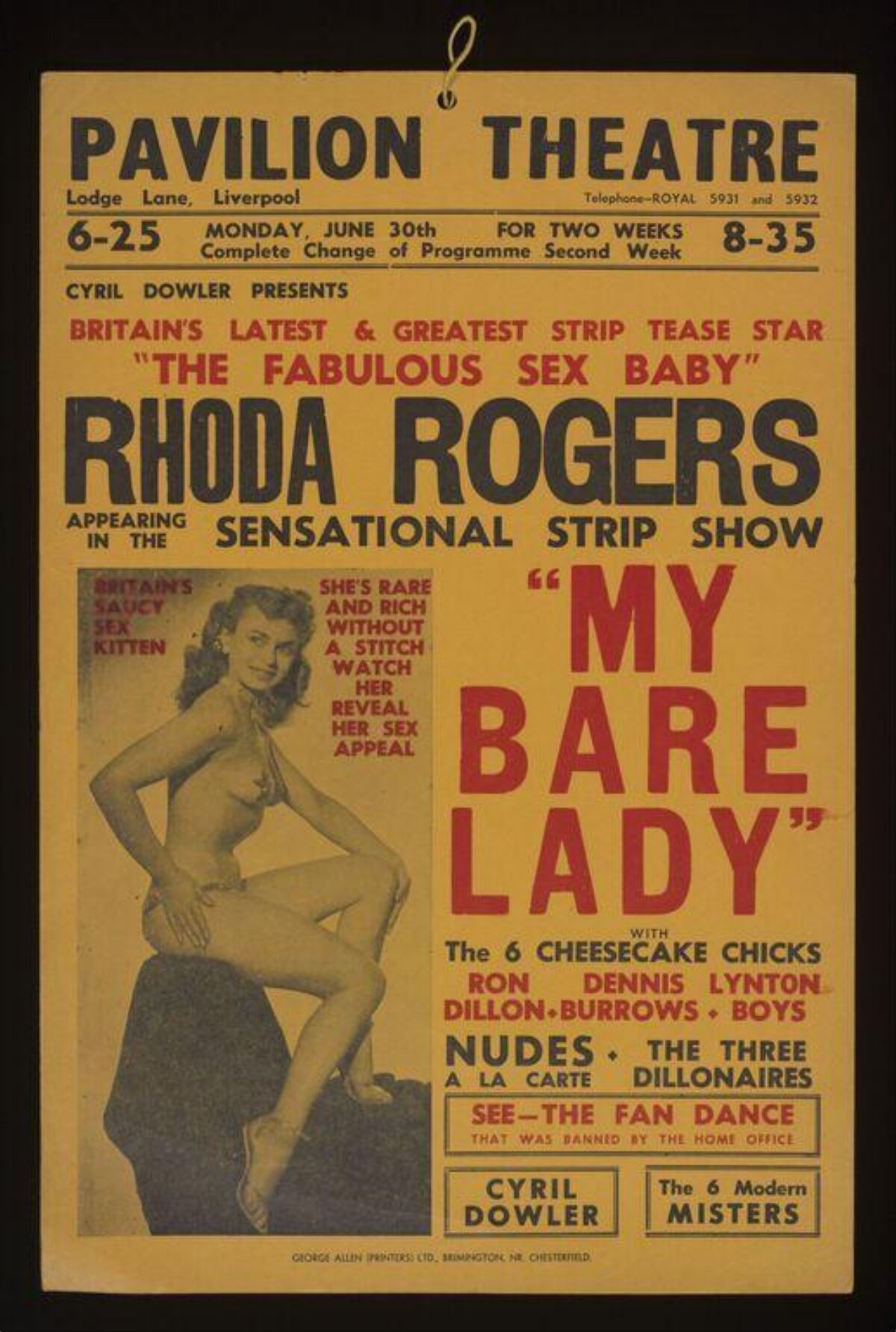 Vintage Pavilion Theatre Strip Show Poster
