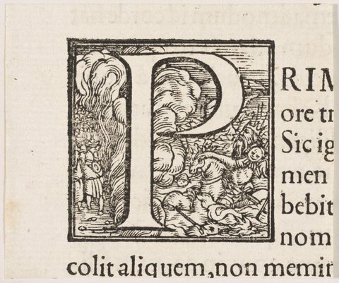 Woodcut Decorated Initial Capital P