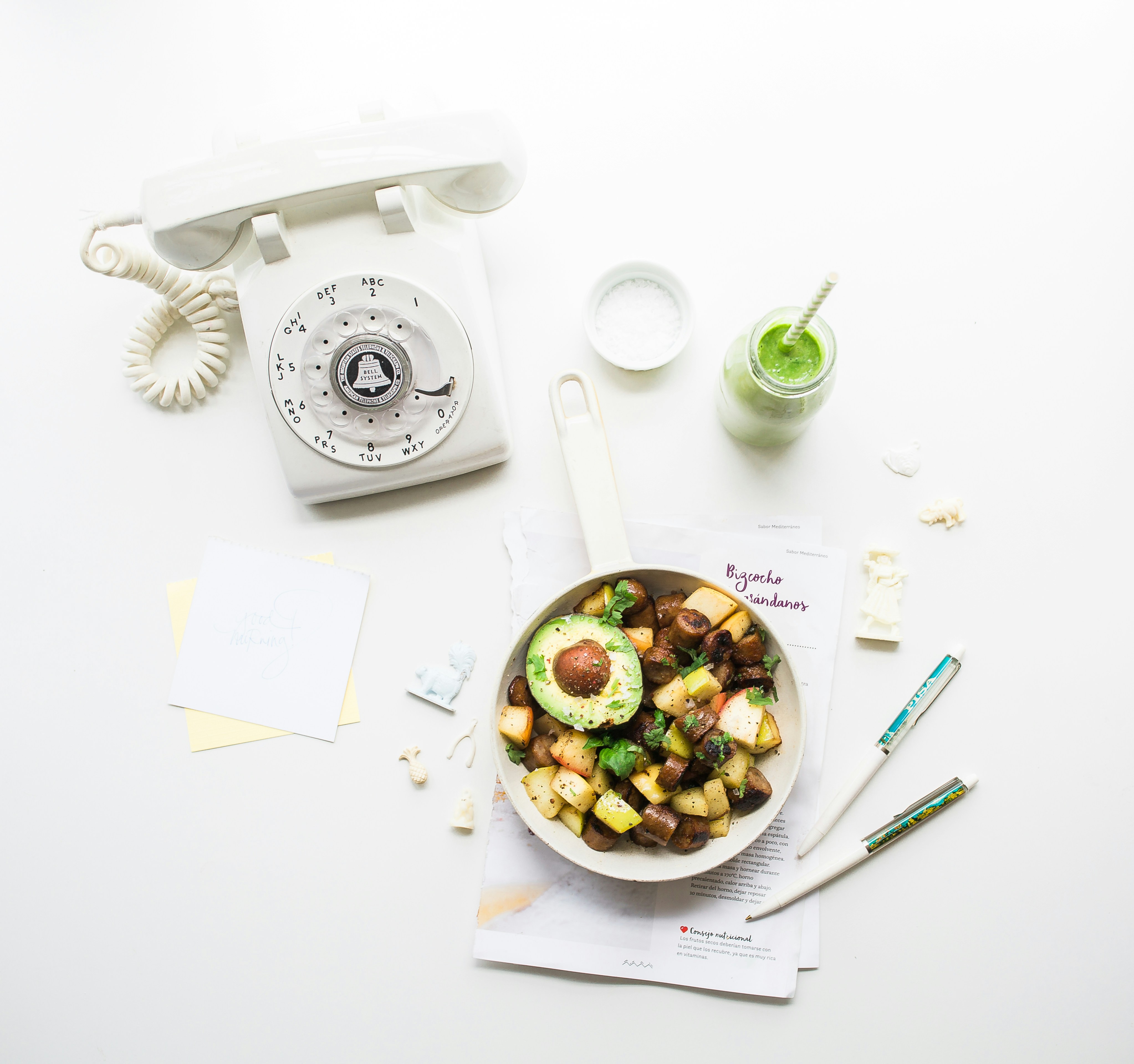 Healthy Meal with Vintage Rotary Phone