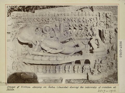 Ancient Sleeping Vishnu Sculpture at Bilas