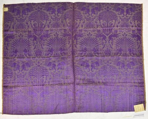 Purple Patterned Antique Silk Textile