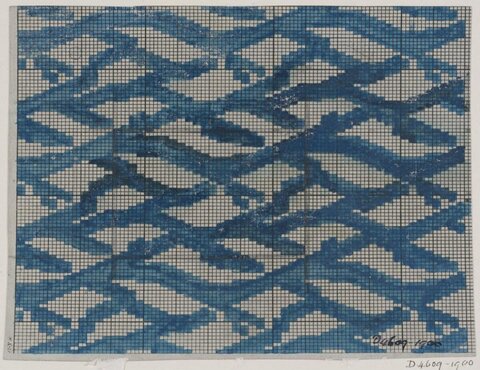 Blue Wavy Grid Pattern Design Sketch