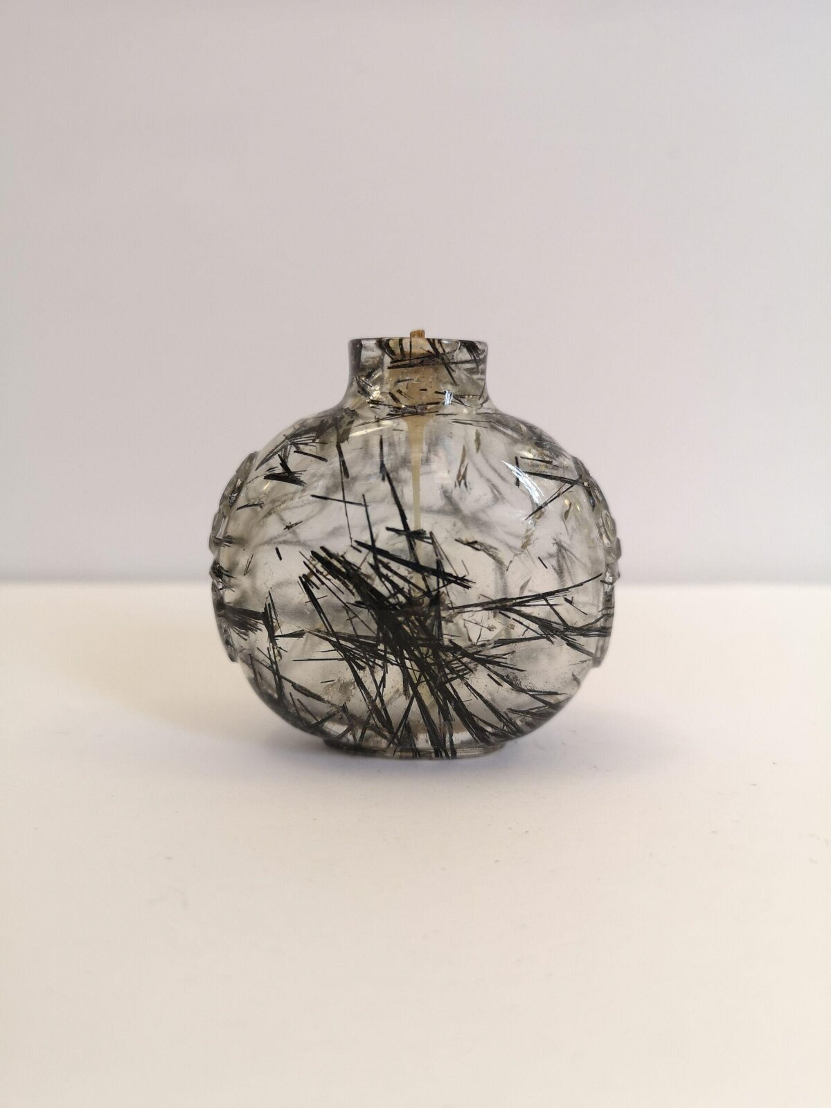 Black Rutilated Quartz Snuff Bottle