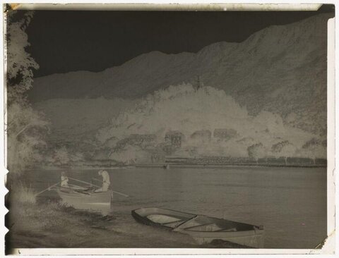 Lakeside Shore with Two Rowboats