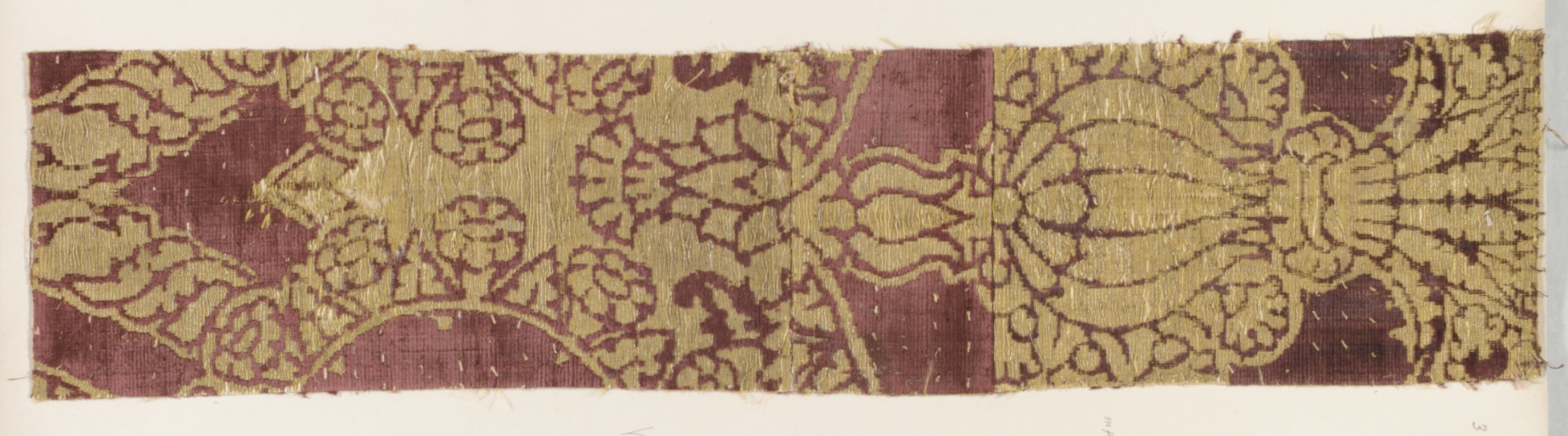 Antique Floral Pattern Silk Textile Fragment