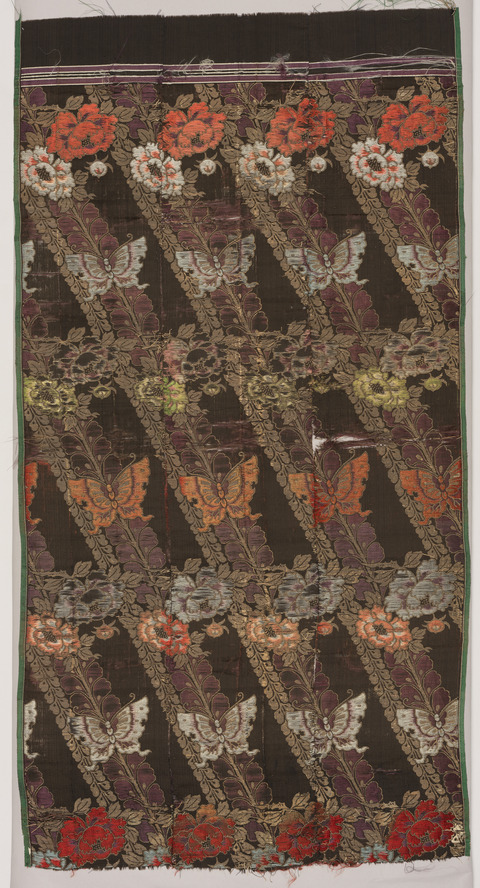 Vintage Floral Butterfly Brocade Fragment