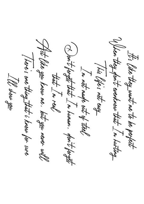 Handwritten Inspirational Lyric Quote