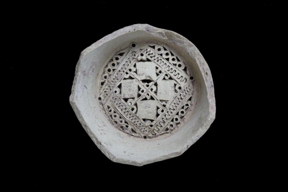 Ancient Carved Ceramic Bowl Fragment