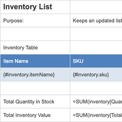 Inventory List