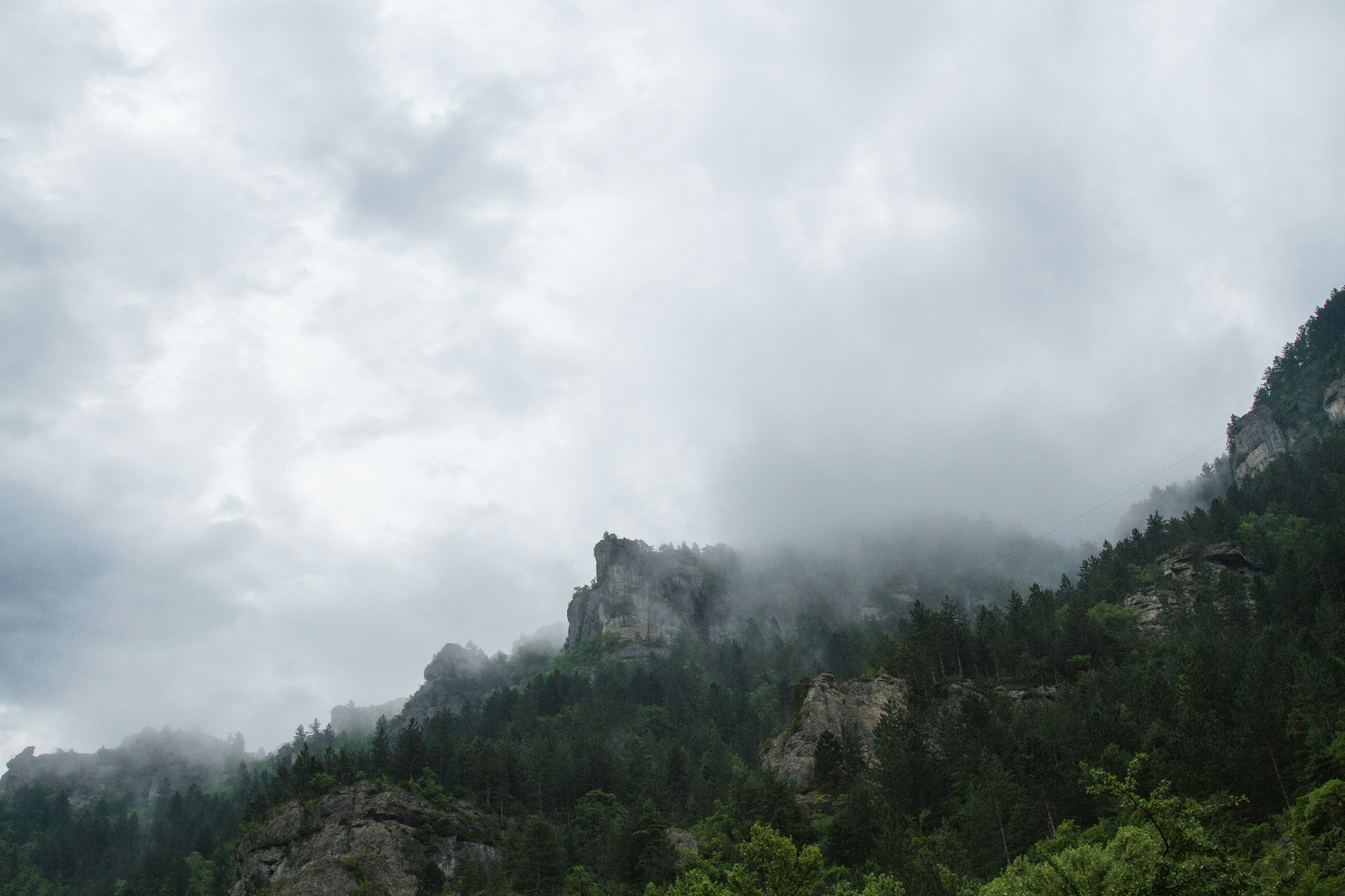 Misty Rocky Mountain Landscape
