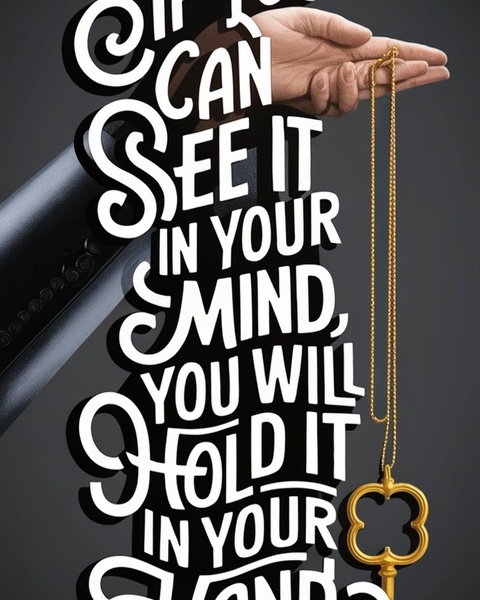Motivational Quote With Hand Holding Key