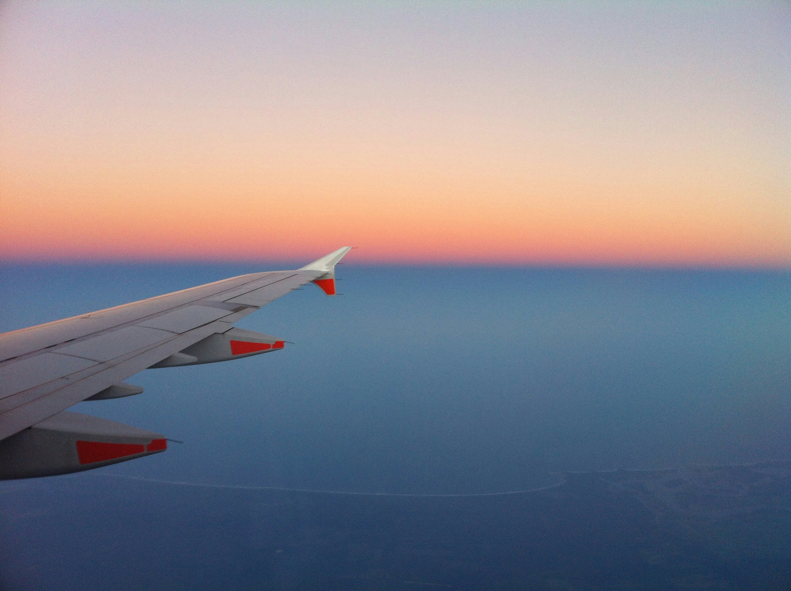 Airplane Wing Sunset View