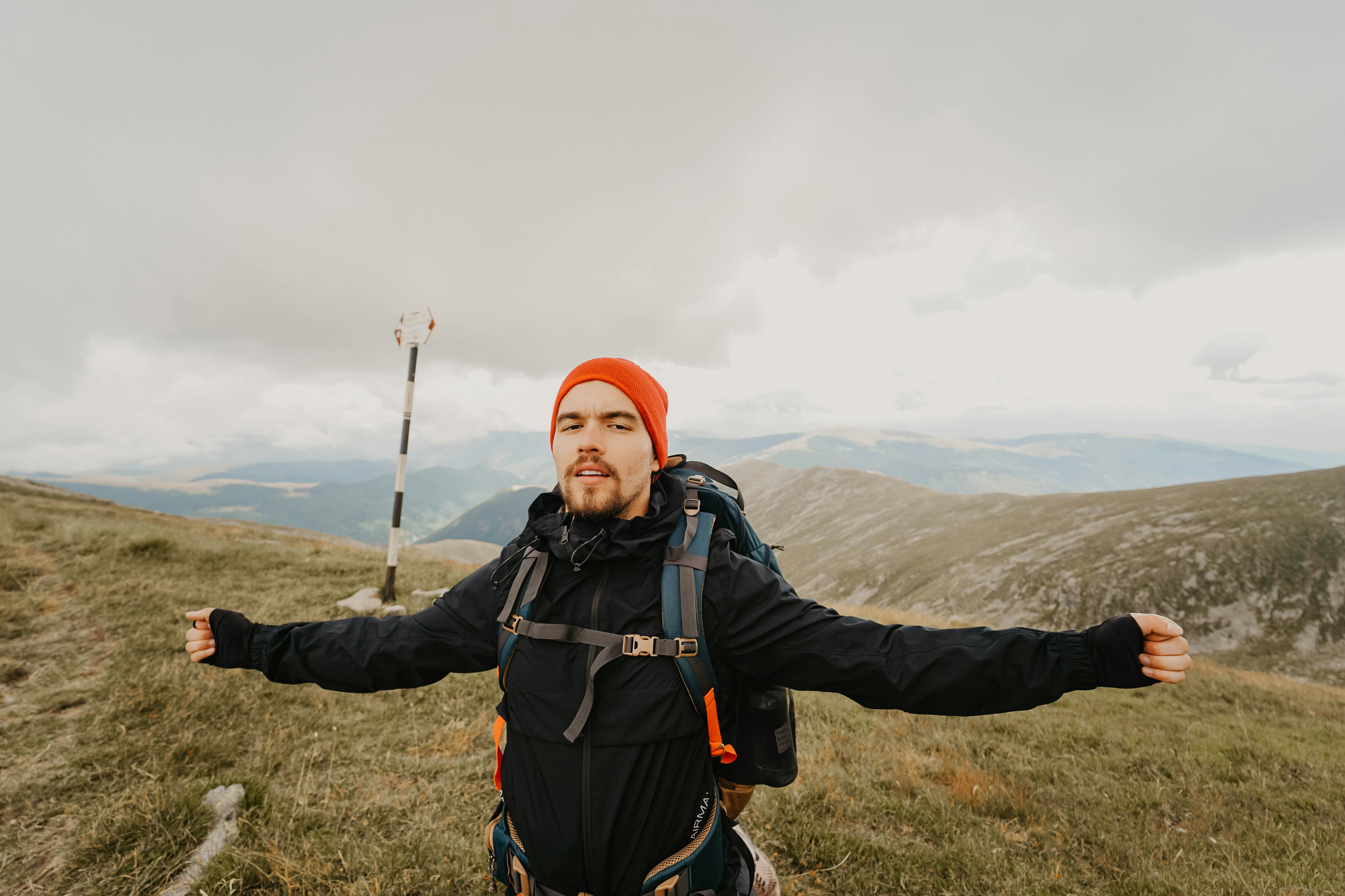 Hiker On Mountain Ridge