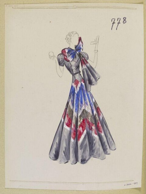 Vintage Evening Gown Fashion Sketch