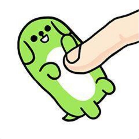 Hand Pulling Green Cartoon Dog