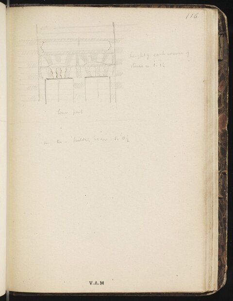 Pencil Architectural Sketch on Old Notebook Page
