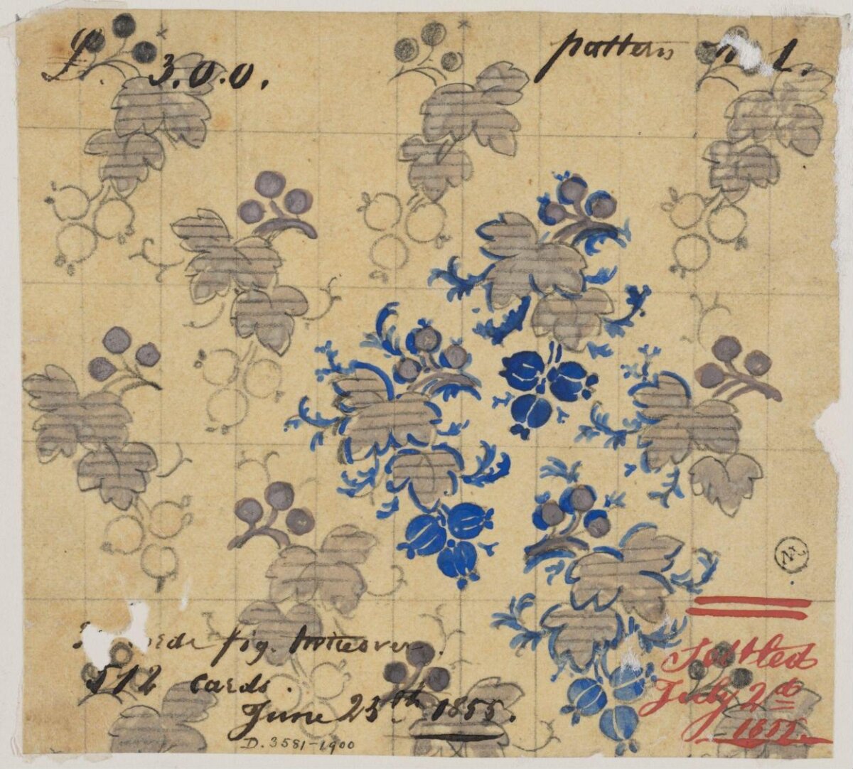 1855 Berry Motif Textile Pattern Design