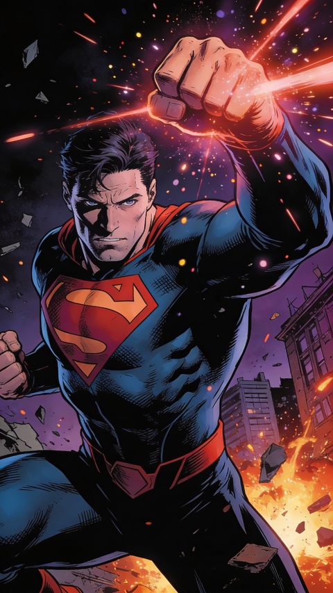 Superman in Destroyed City Battle