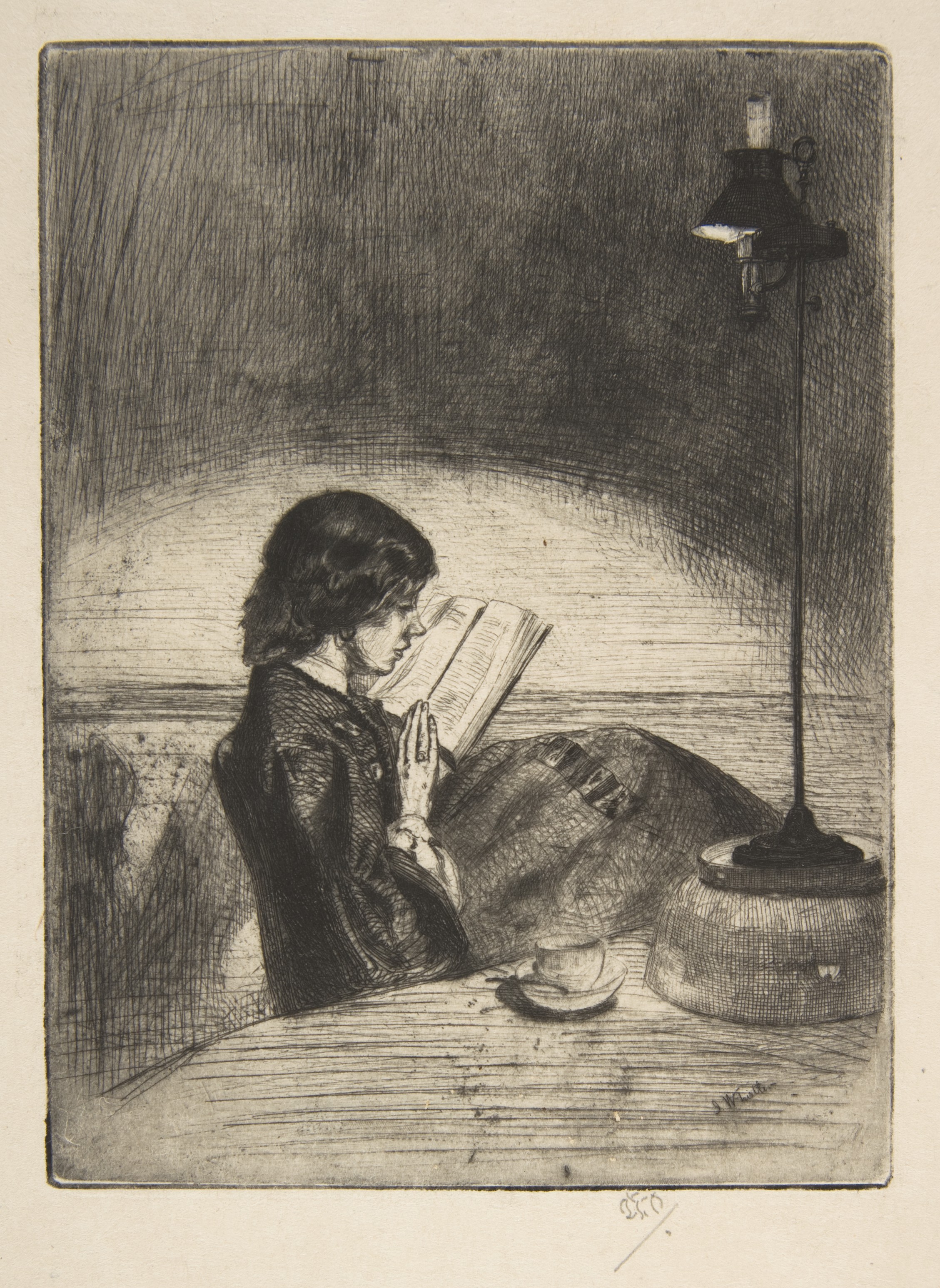 Woman Reading by Lamplight