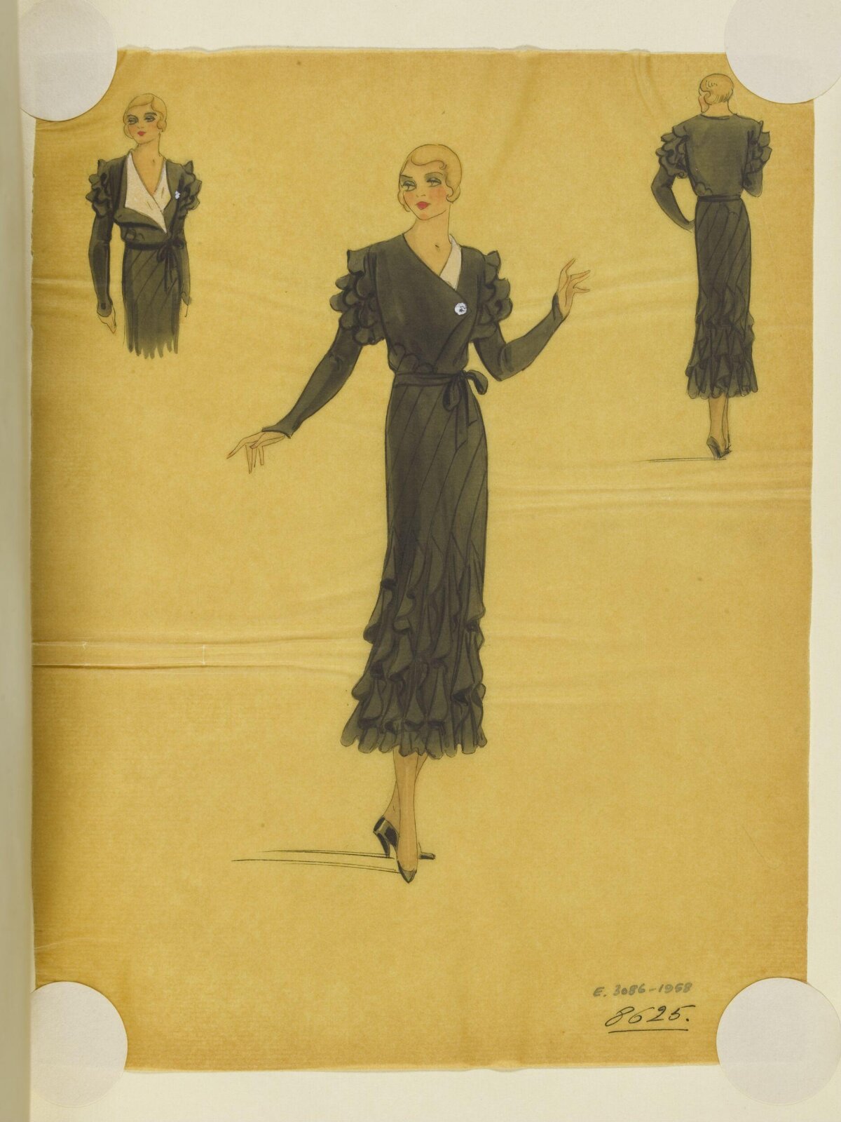 Vintage Dress Fashion Design Sketch