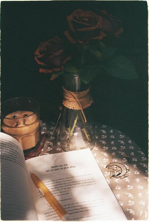 Cozy Still Life with Book and Coffee