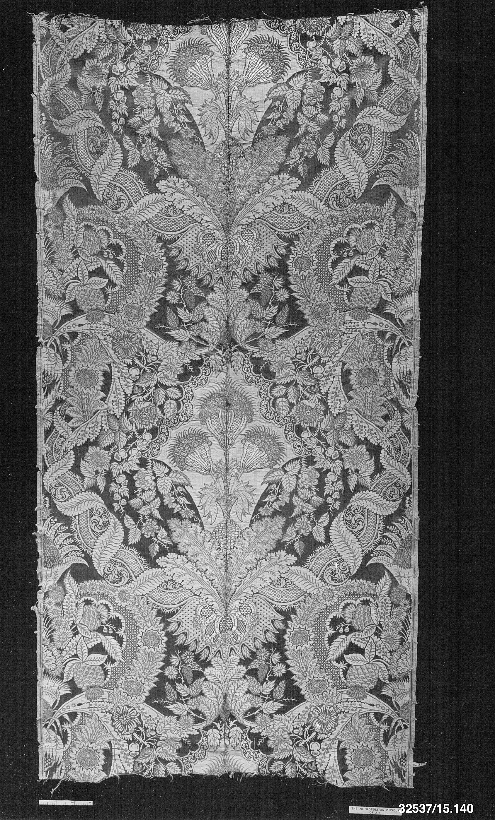 Antique Symmetrical Floral Woven Textile