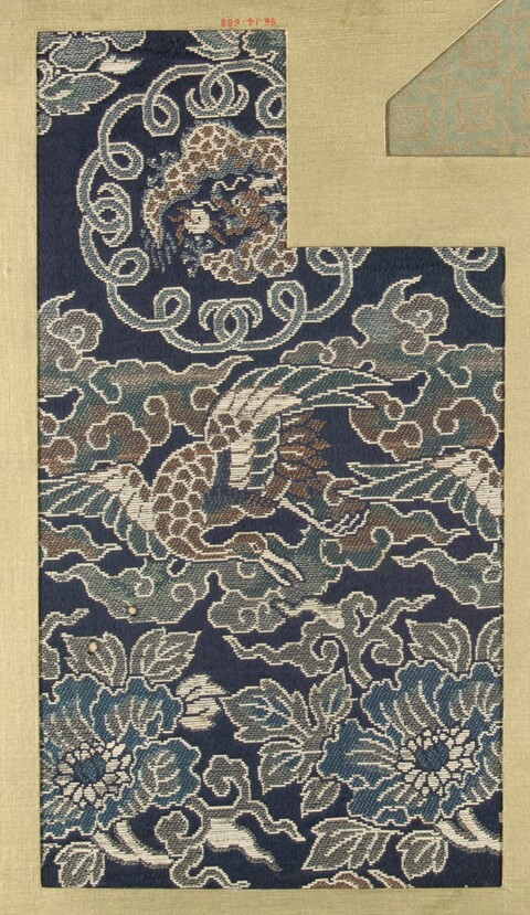 Blue Dragon Peony Brocade Fragment