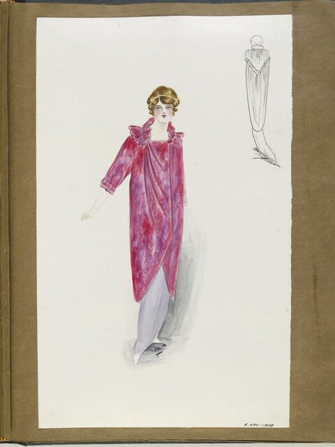 Vintage Fashion Design Sketch of Dress