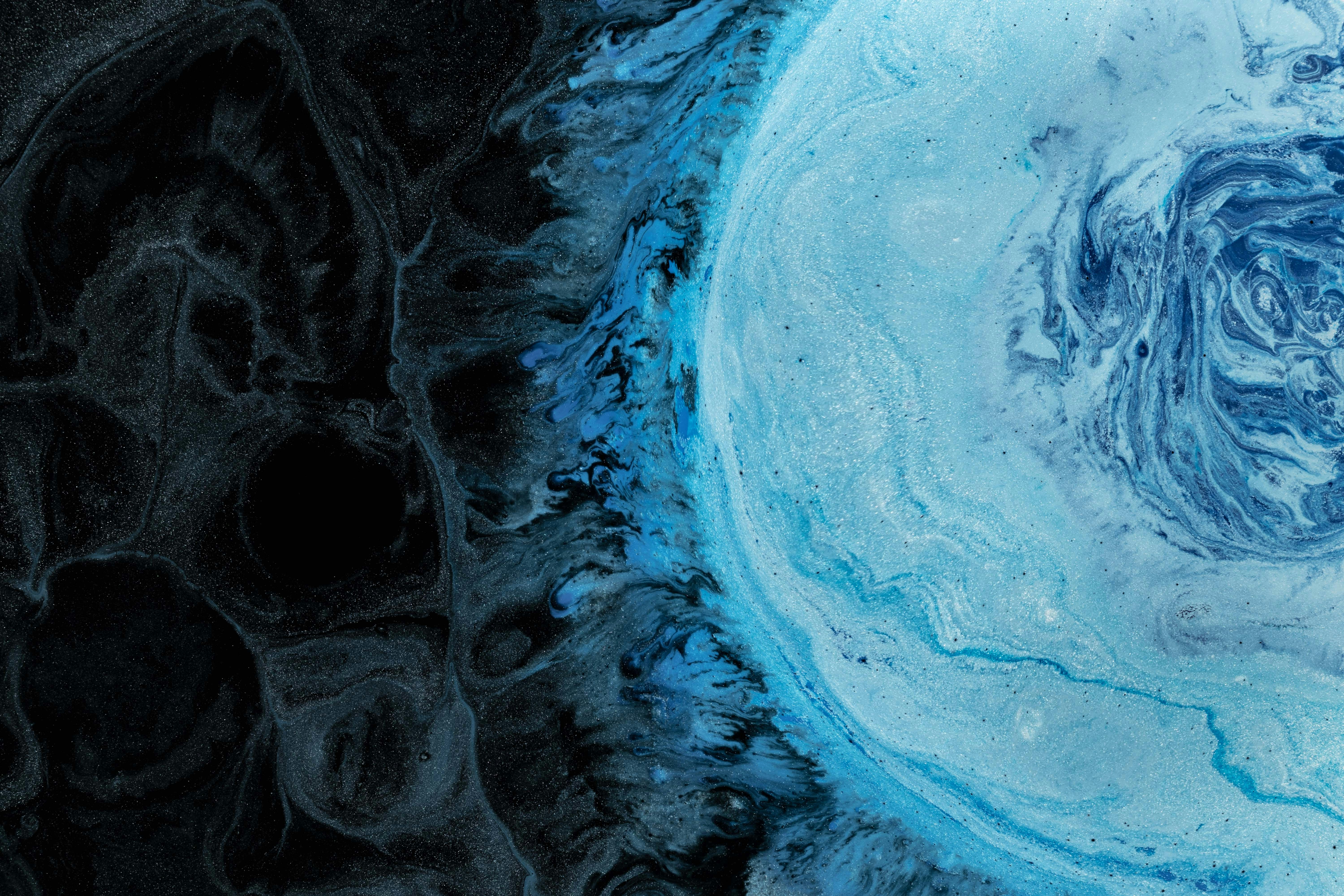 Blue Black Abstract Fluid Painting
