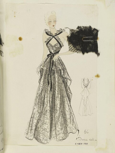Vintage Evening Gown Fashion Sketch