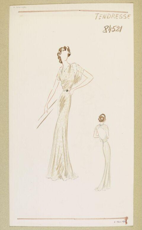 Vintage Evening Gown Fashion Sketch