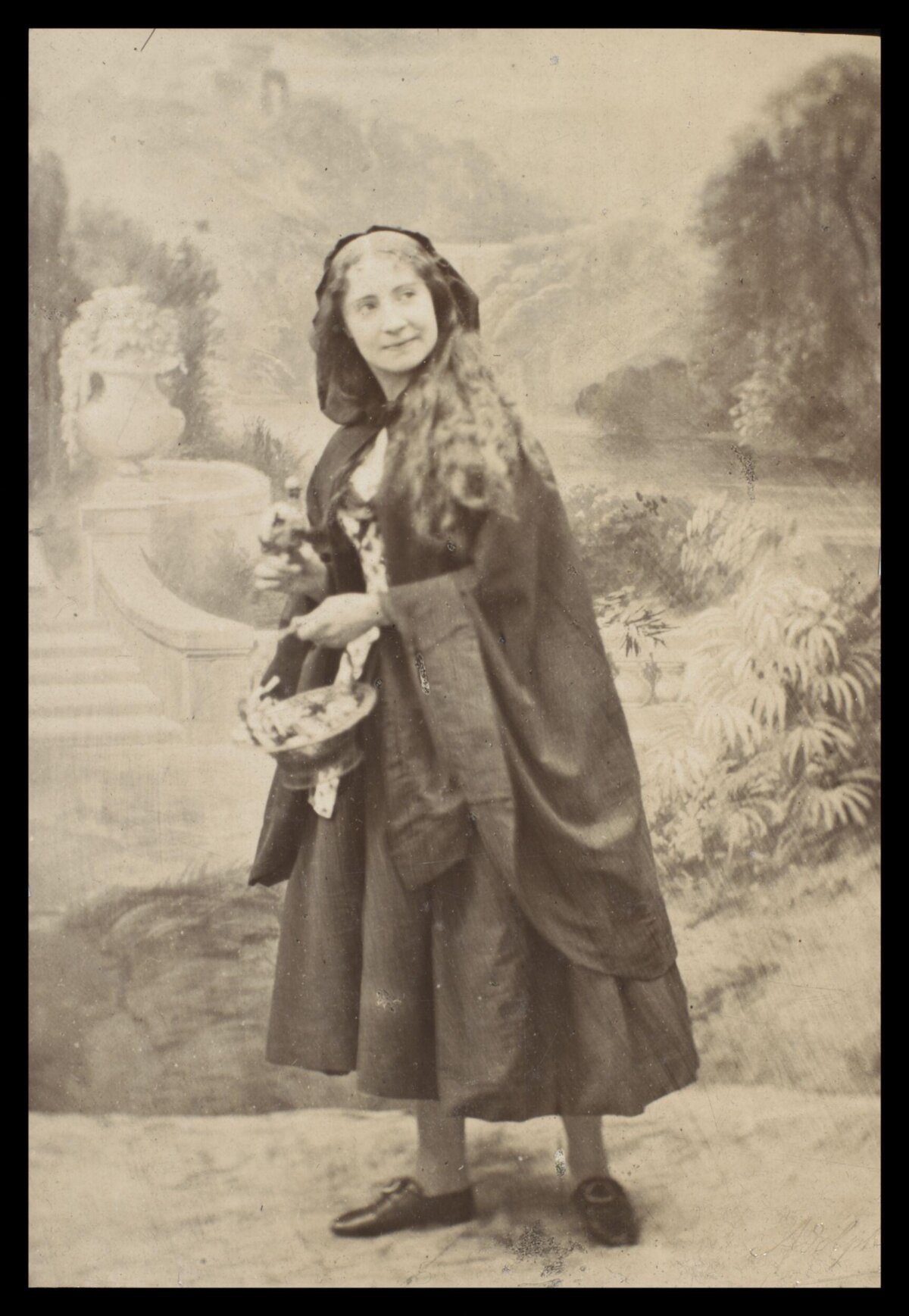 19th Century Woman With Flower Basket