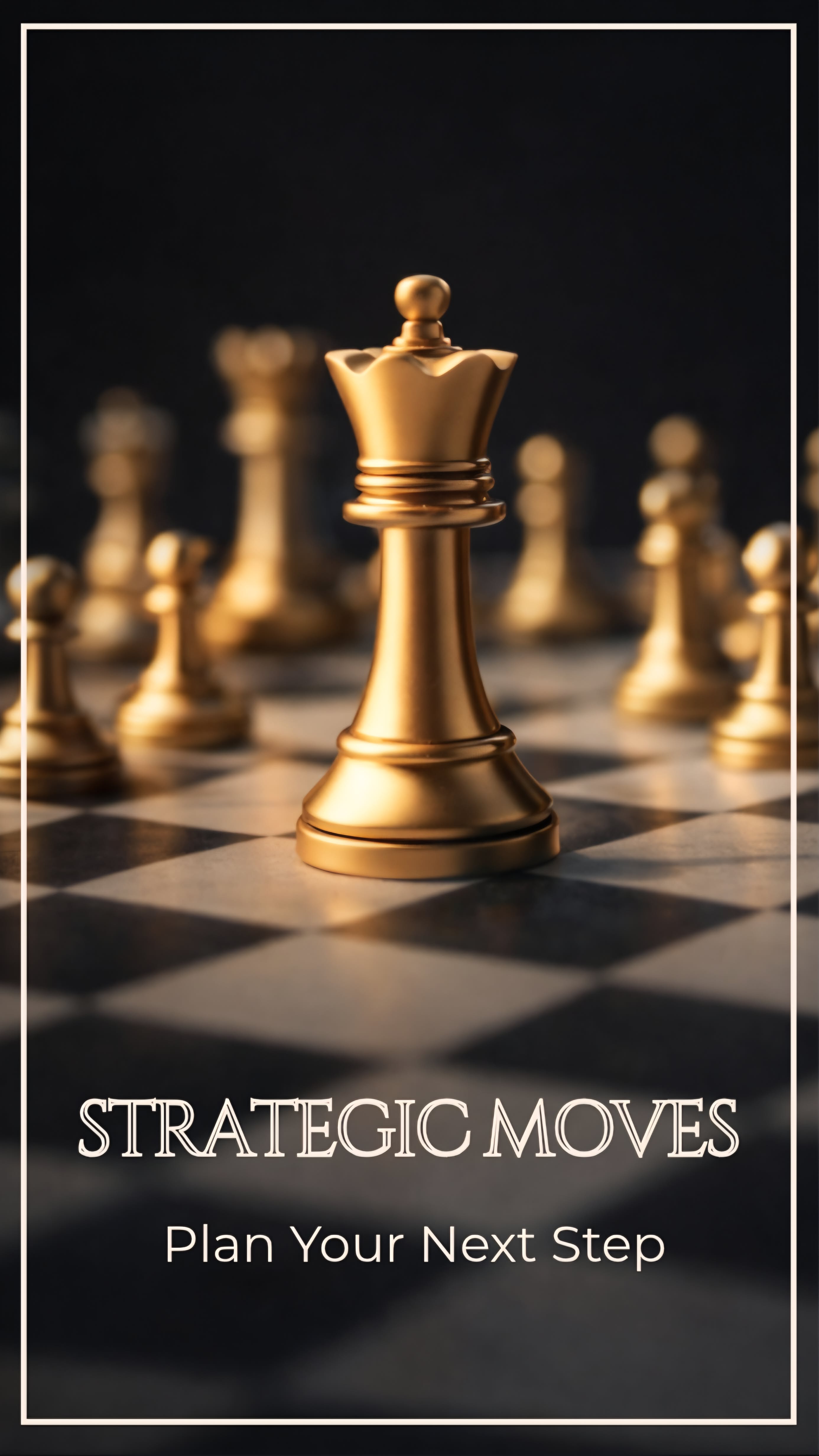 Golden Chess Queen Strategic Motivational Poster