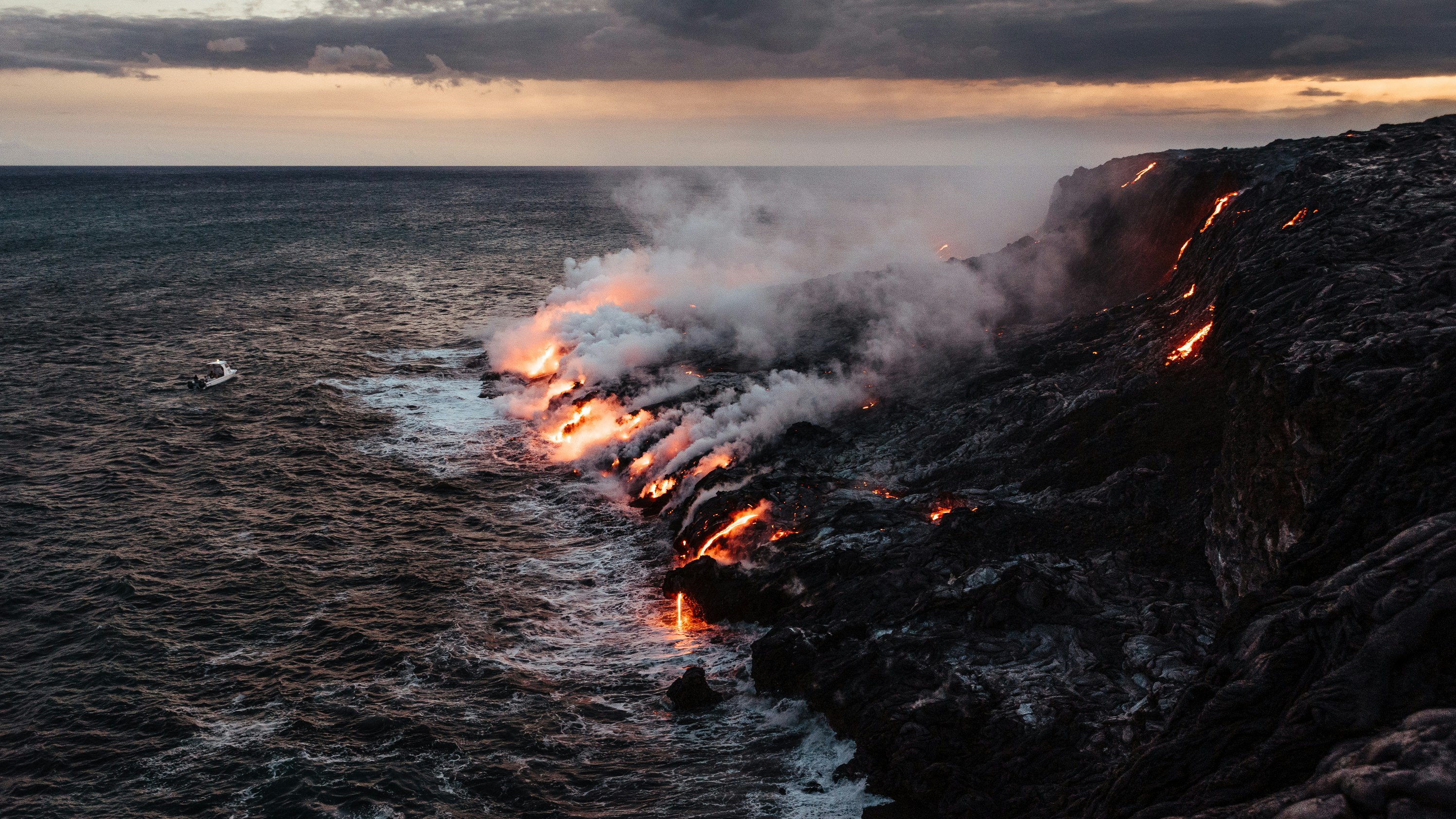 Lava Flowing Into Ocean