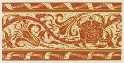 Red Floral Decorative Border Pattern