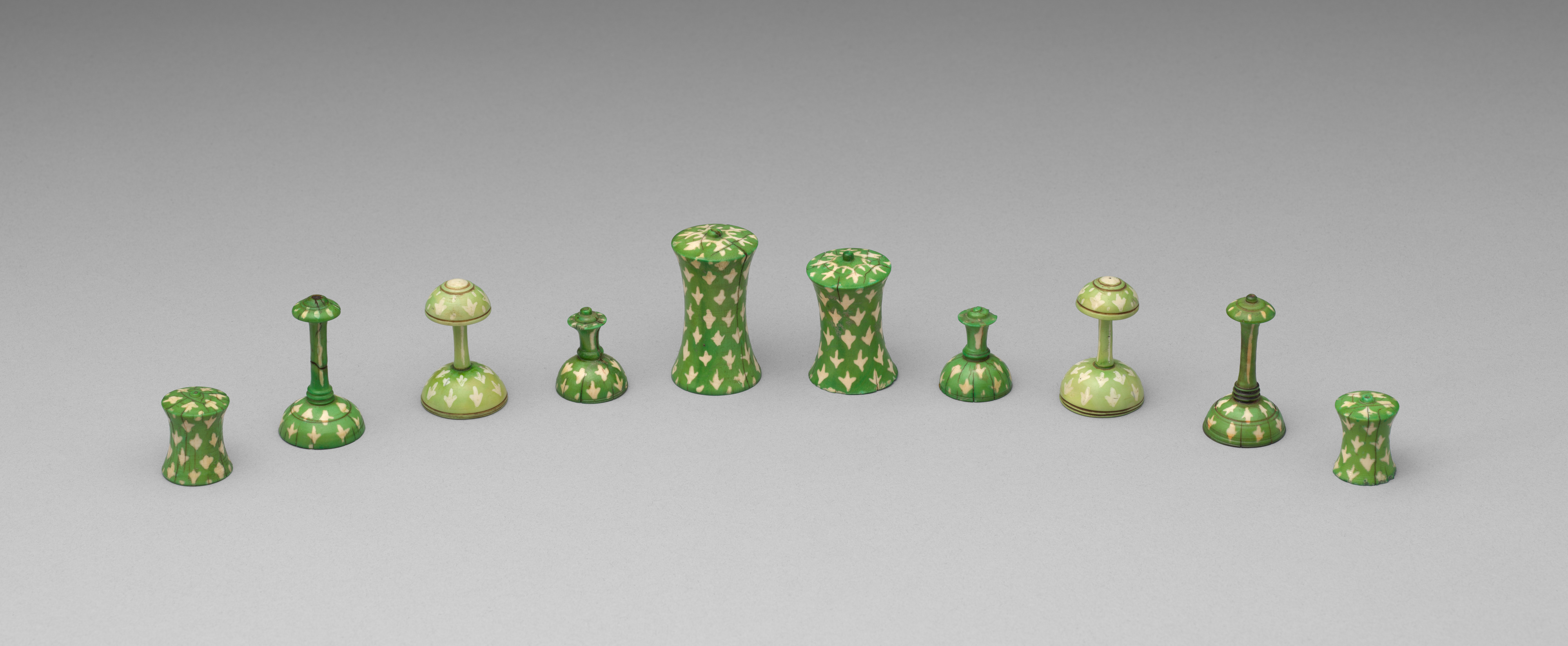 Green Patterned Antique Chess Pieces