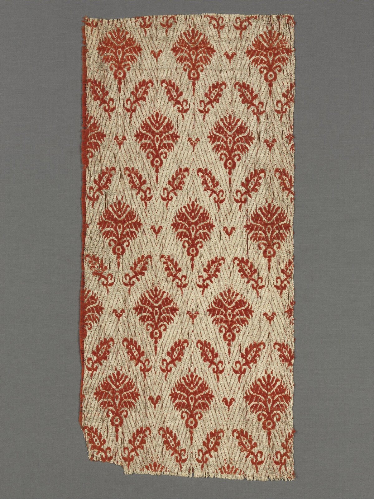 Red Patterned Antique Textile Fragment
