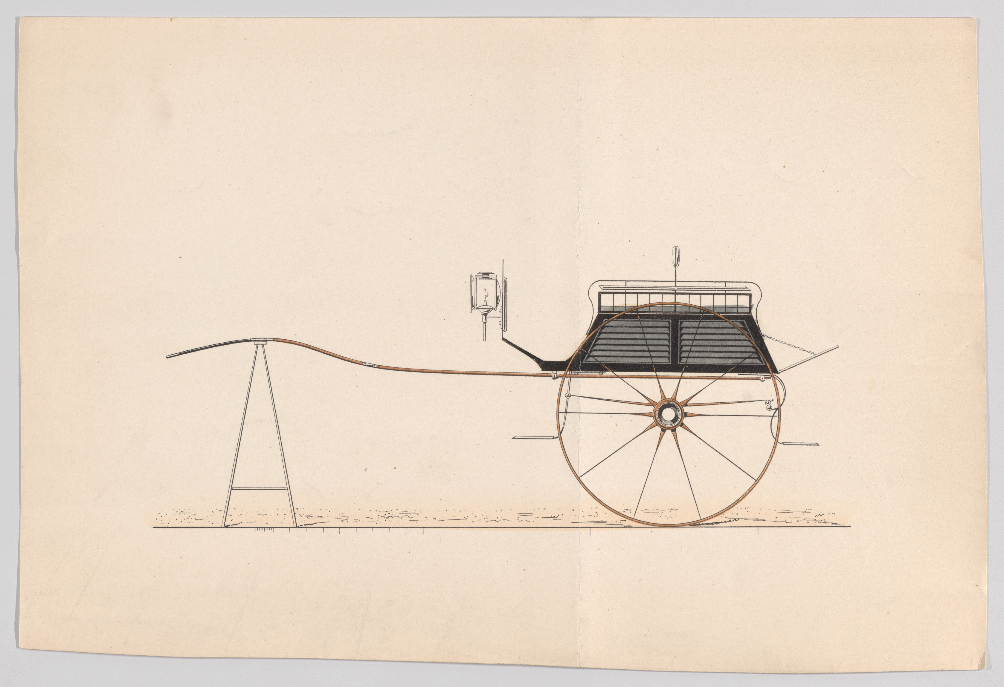 Side View Drawing of Horse-drawn Carriage