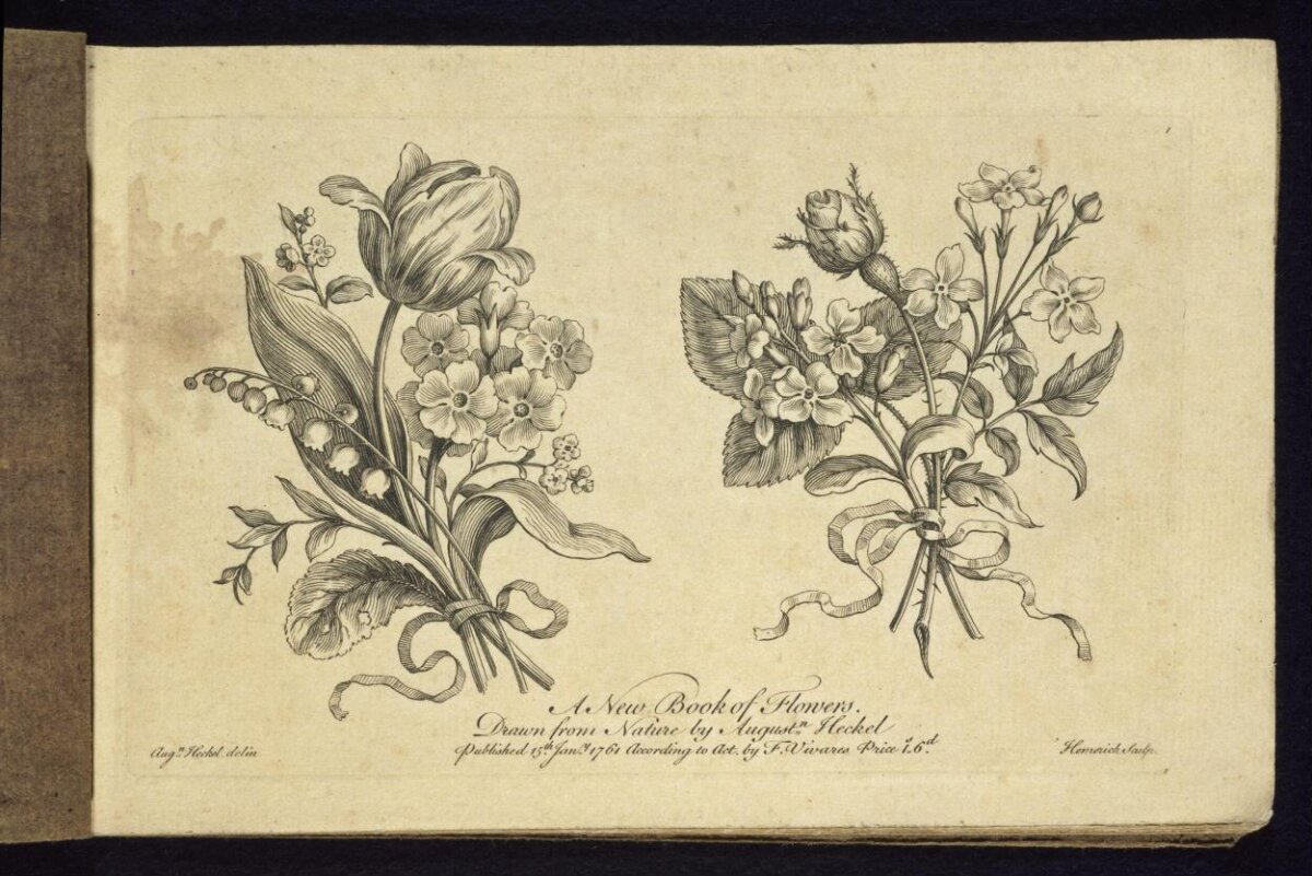 1761 Engraved Flower Bouquet Illustration