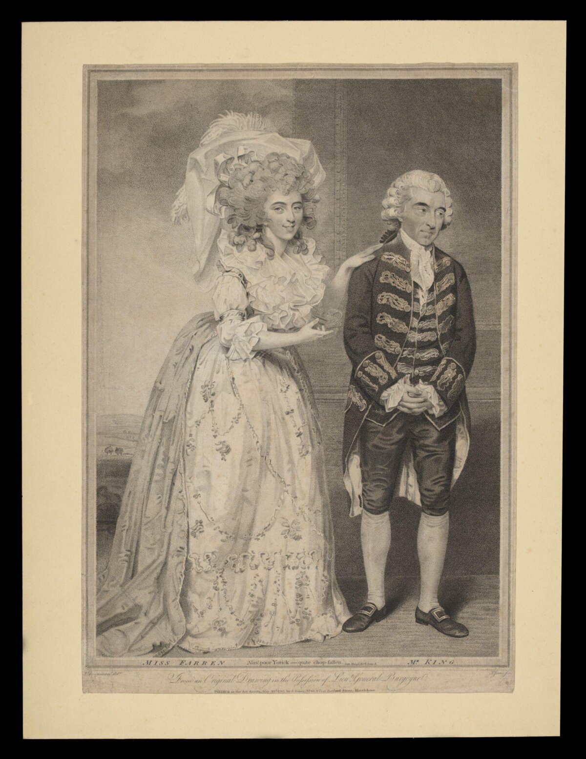 18th Century Engraving of Miss Farren and Mr King