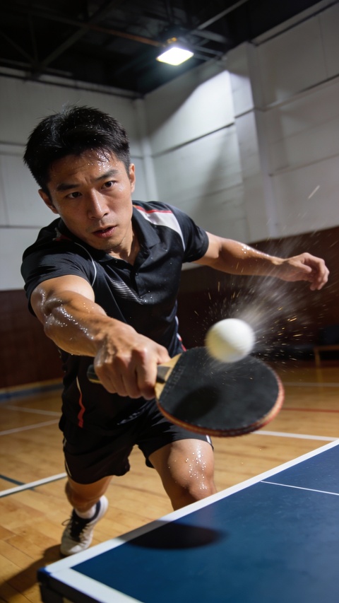 Man Playing Table Tennis Indoors