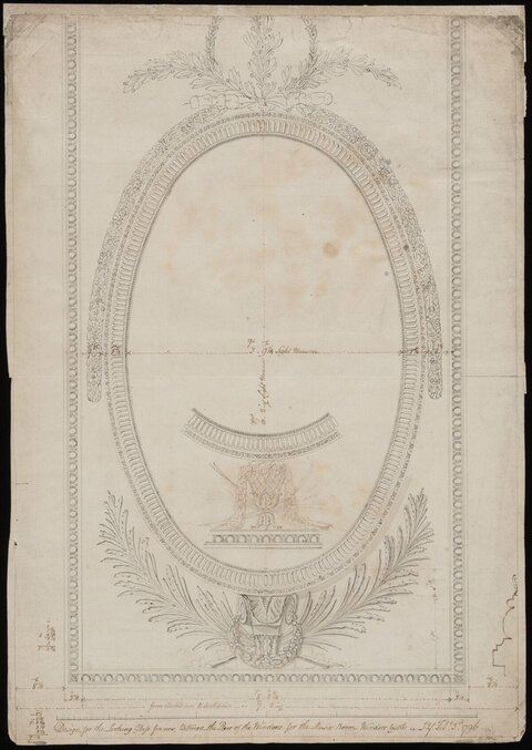 Oval Looking Glass Frame Design Drawing