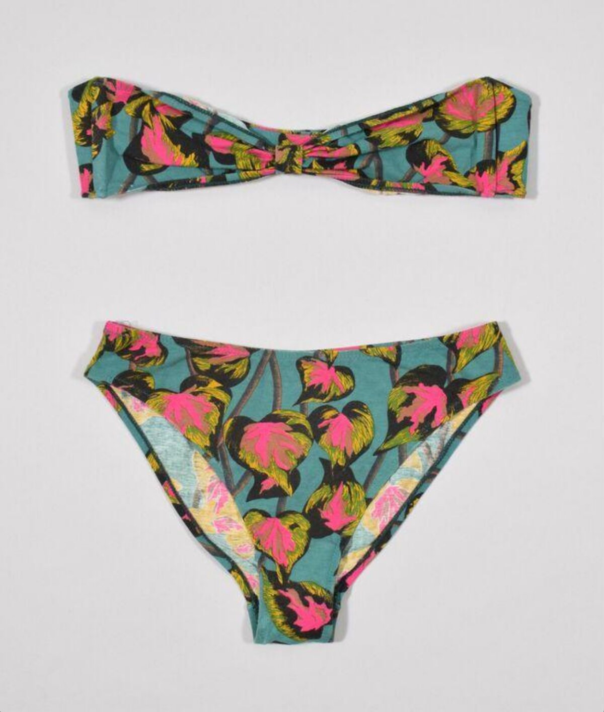 Leaf Print Bandeau Two-piece Bikini