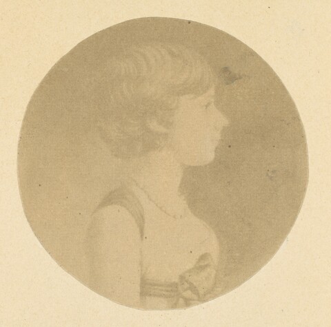 Vintage Circular Profile Portrait of a Woman