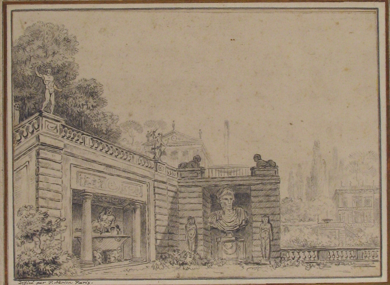 Classical Garden Terrace Pencil Sketch