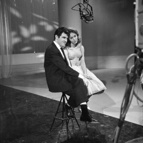 Couple in Vintage Television Studio