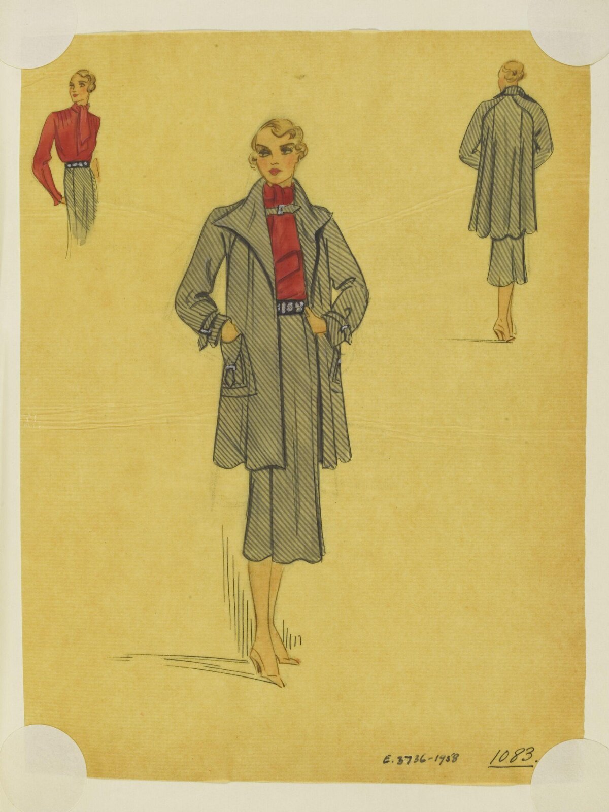1930s Women's Fashion Design Sketch