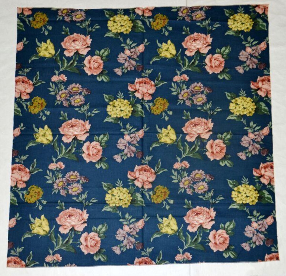 Dark Blue Floral Print Fabric