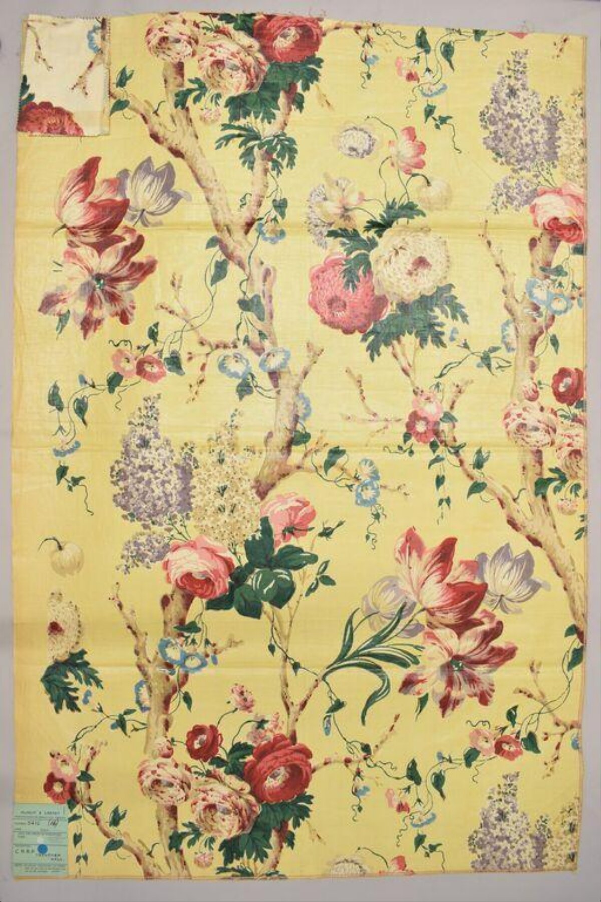 Yellow Background Floral Print Fabric